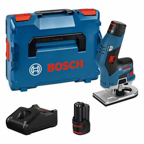 Bild på Bosch KANTFRÄS GKF 12V-8  2 x 3,0Ah batterier + laddare i L-BOXX